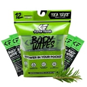 Klean Freak Body Cleansing Wipes, Tea Tree, 12 Pack Individually Wrapped, Aloe & Witch Hazel, Alcohol-Free