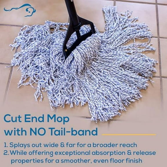 KLEEN HANDLER Cut End Finish Mop | 1.25" Universal Headband Maximum Absorption Finishing Mop, Pack of 6