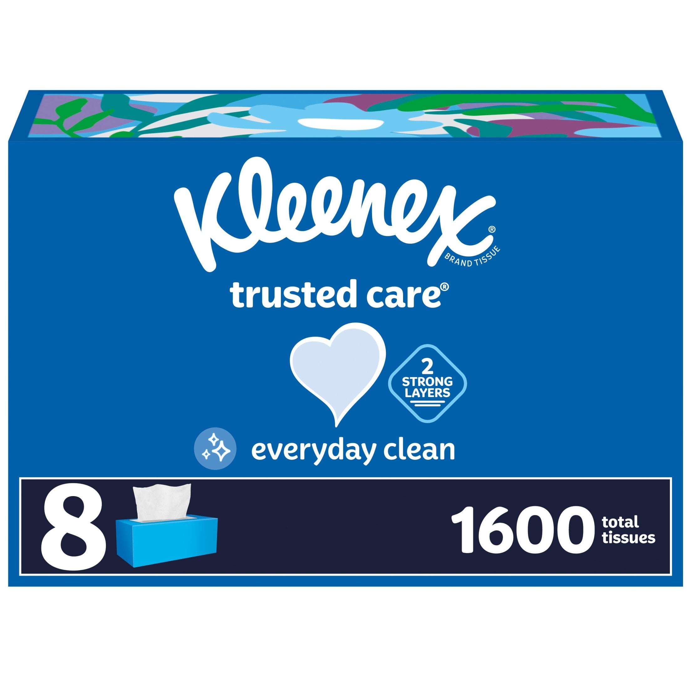 Kleenex Trusted Care Facial Tissues, 8 Flat Boxes, 200 Tissues per Box