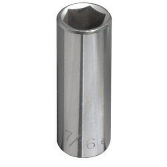 KLEIN 7/16" Deep 6-Point Socket, 1/4" Drive