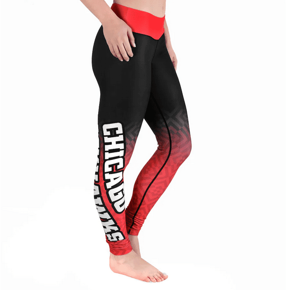 KLEW NHL Women's Chicago Blackhawks Gradient Print Leggings