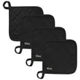 thumbnail image 1 of KLEX 4pcs Set, Heat Resistant Durable Cotton Potholders for Kitchen, Black, 6.7 inches, 1 of 3