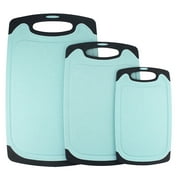 KLEX EcoWheat Cutting Board for Kitchen (Set of 3), Dishwasher Safe BPA Free Straw, Blue