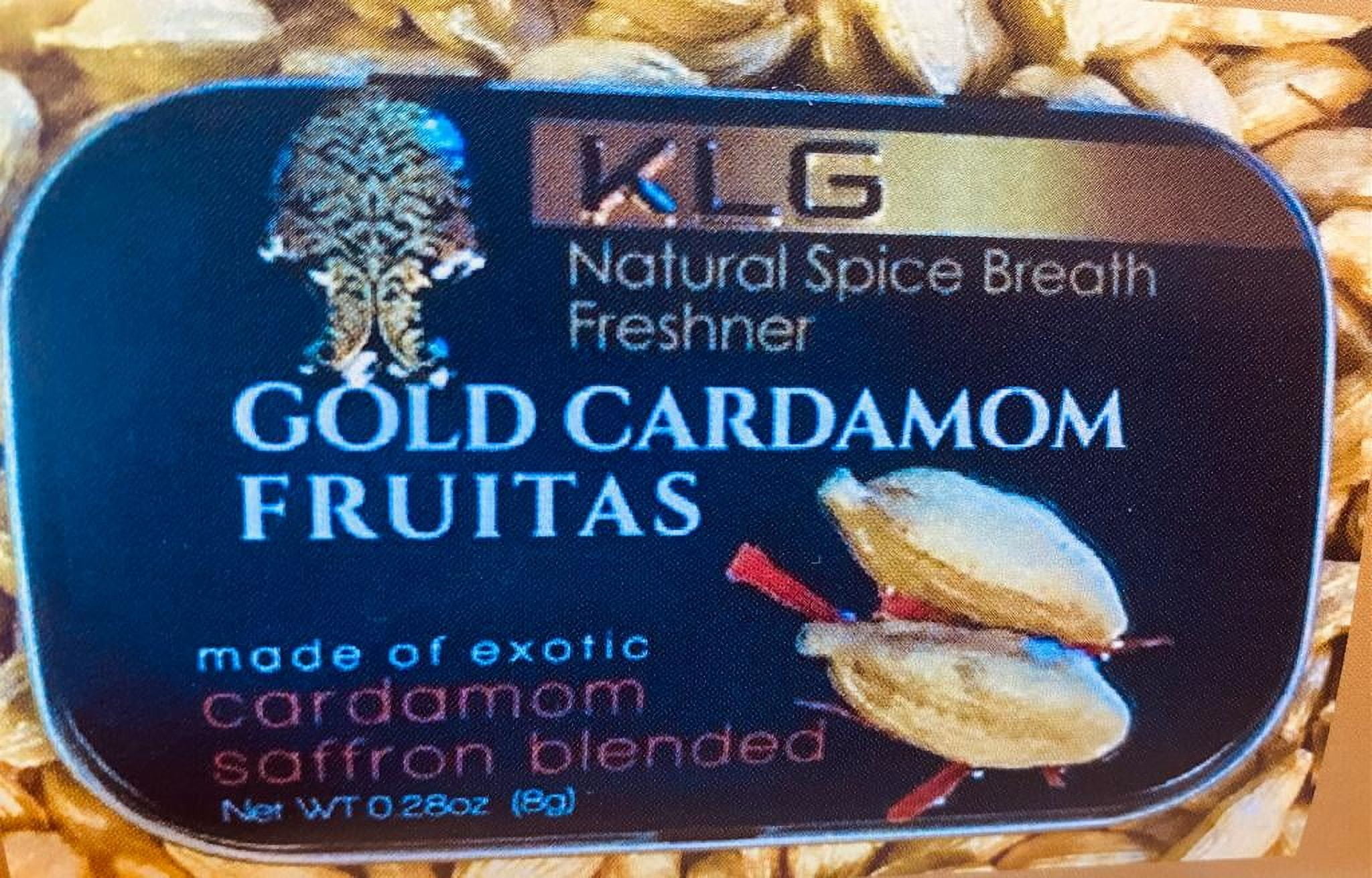 KLG Gold Cardamom Fruitas Natural Spice Breath Freshener w/24k Edible Gold
