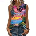 thumbnail image 1 of KLHDSF Fashionable Camisole Tops For Women Casual Hawaiian Print Sleeveless Button Vest Top Purple S, 1 of 4
