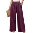 thumbnail image 1 of KLHDSF Flowy Pants for Women Casual High Waisted Wide Leg Palazzo Pants Trousers with Pocket Plus Size Dark Purple XL, 1 of 5