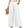 thumbnail image 1 of KLHDSF Flowy Pants for Women Casual High Waisted Wide Leg Palazzo Pants Trousers with Pocket Plus Size White XL, 1 of 5