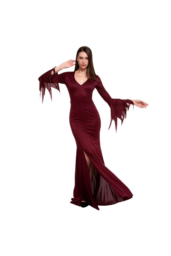 Halloween Costumes For Women Gothic Black Red Dress Soft Cotton Hemp Halloween Dark Cosplay Costume Wine S