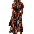 thumbnail image 1 of KLHDSF Halloween Dresses For Women Short Sleeve V Neck Dress Lightweight Breathable Party Daily Outfit Saffron S, 1 of 5