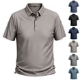 thumbnail image 1 of KLHDSF Men's Casual Polo Shirts Summer Short Sleeve Textured Polo Shirt Collared Business Work Daily Tops Navy XXL, 1 of 5