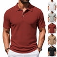 thumbnail image 1 of KLHDSF Men's Knit Polo Shirts Casual Short Sleeve Button Down Polo Shirt Classic Golf Shirts Khaki L, 1 of 7