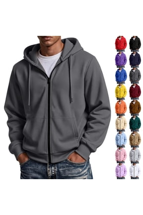 Men's Oversized Full Zip Hoodie Big and Tall Fleece Lined Hooded Sweatshirt Warm Streetwear Fall Winter Outerwear Jacket for Men White M
