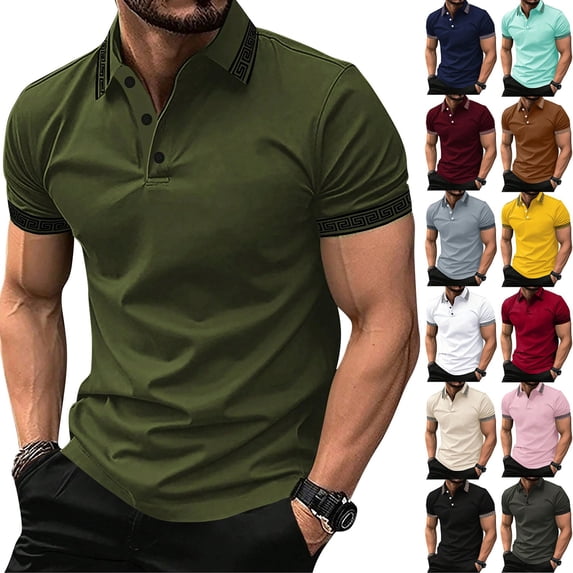 KLHDSF Men's Polo Shirts Short Sleeve Cotton Pique Classic Shirts Soft, Lightweight, Breathable, Moisture Wicking, Casual, Work, Golf, Summer, Daily Wear Red XXL