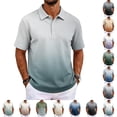 thumbnail image 1 of KLHDSF Men's Polo Shirts Short Sleeve Gradient Color Gym Workout Golf T-Shirt Casual Fashion V Neck Button Down Tops 2026 Cyan XL, 1 of 7