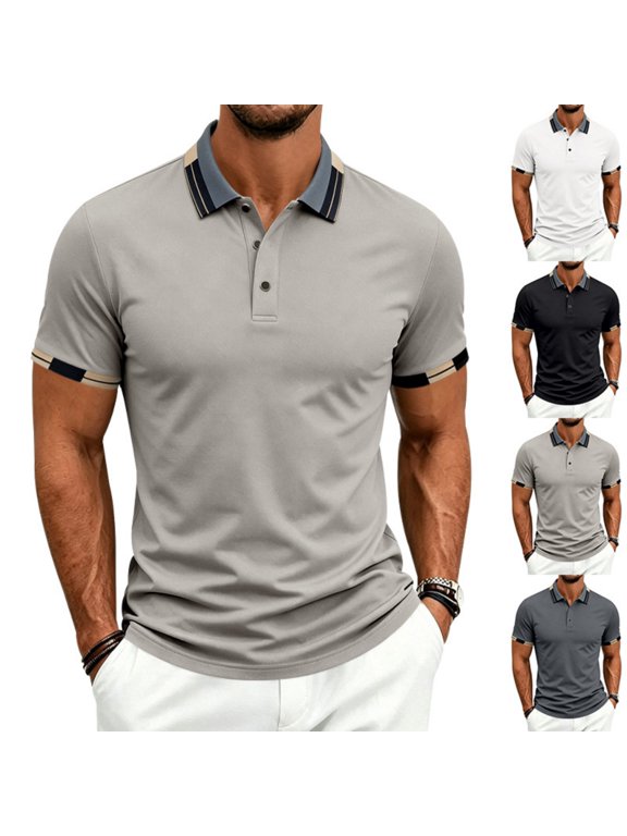 Men's Short Sleeve Polo Shirts Casual Slim Fit Basic Cotton Shirt Top 3-Button Golf Shirt, Summer Wear, Casual, Trip, Work, Outdoor White M