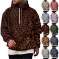 thumbnail image 1 of KLHDSF Men's Vintage Leopard Print Hooded Sweatshirt with Single Pocket Drawstring Hood Ribbed Cuffs Hem Fall Winter Street Athletic Top for Men Hot Pink M, 1 of 8