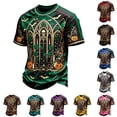 thumbnail image 1 of KLHDSF Mens Halloween Graphic Top Short Sleeve Crewneck Casual Party T-Shirt Yellow M, 1 of 3
