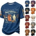 thumbnail image 1 of KLHDSF Mens Lightweight Breathable Halloween Graphic Top Short Sleeve Crewneck Casual Daily T-Shirt Beige L, 1 of 5