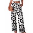 thumbnail image 1 of KLHDSF Women's Pants Elastic Waist Striped Lightweight Palazzo Pants for Women Casual Lounge Wide Leg Pants Beige L, 1 of 6