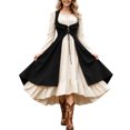 thumbnail image 1 of KLHDSF Women's's Medieval Renaissance Costume Cosplay Over Dress | 2 Pics Set,Long Flare Sleeve,Renaissance faire,Cosplay, Halloween Black M, 1 of 6