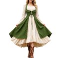 thumbnail image 1 of KLHDSF Women's's Medieval Renaissance Costume Cosplay Over Dress | 2 Pics Set,Long Flare Sleeve,Renaissance faire,Cosplay, Halloween Green XL, 1 of 5