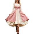 thumbnail image 1 of KLHDSF Women's's Medieval Renaissance Costume Cosplay Over Dress | 2 Pics Set,Long Flare Sleeve,Renaissance faire,Cosplay, Halloween Pink L, 1 of 6