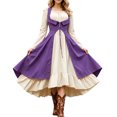 thumbnail image 1 of KLHDSF Women's's Medieval Renaissance Costume Cosplay Over Dress | 2 Pics Set,Long Flare Sleeve,Renaissance faire,Cosplay, Halloween Purple S, 1 of 7