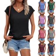 thumbnail image 1 of KLHDSF Womens Summer Tops Soft V Neck Short Sleeve Tee Summer Casual Stretchy Daily Basic Top Purple L, 1 of 6