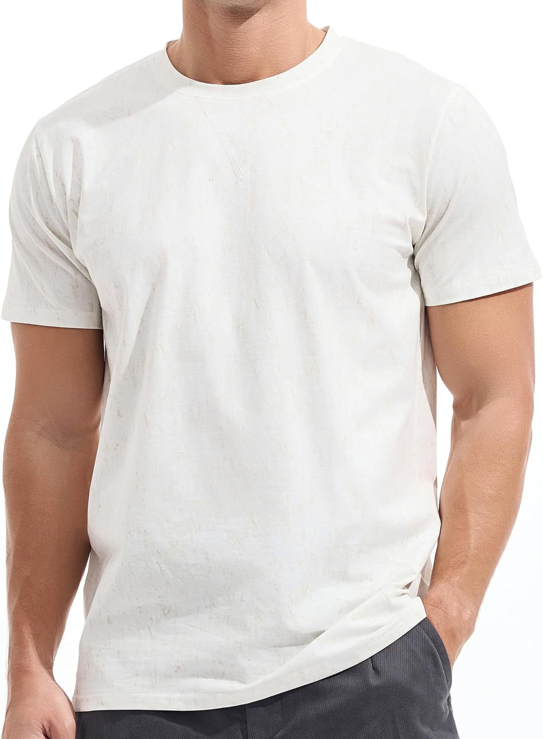 KLIEGOU Men's Crew Neck T-Shirt - Soft Fitted Short Sleeve Tee, Sizes S-XXXL (95% Cotton 5% Spandex) - View #8