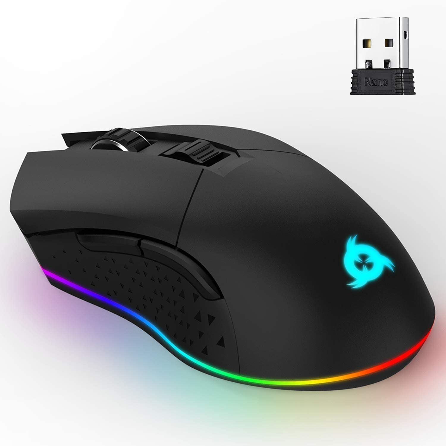 KLIM Blaze Pro laddningsbar trådlös mus - Spelmus med RGB och  laddningsstation + högprekissionssensor och hållbart batteri + upp till  6000 dpi + kabel och trådlös mus för PC : : Elektronik