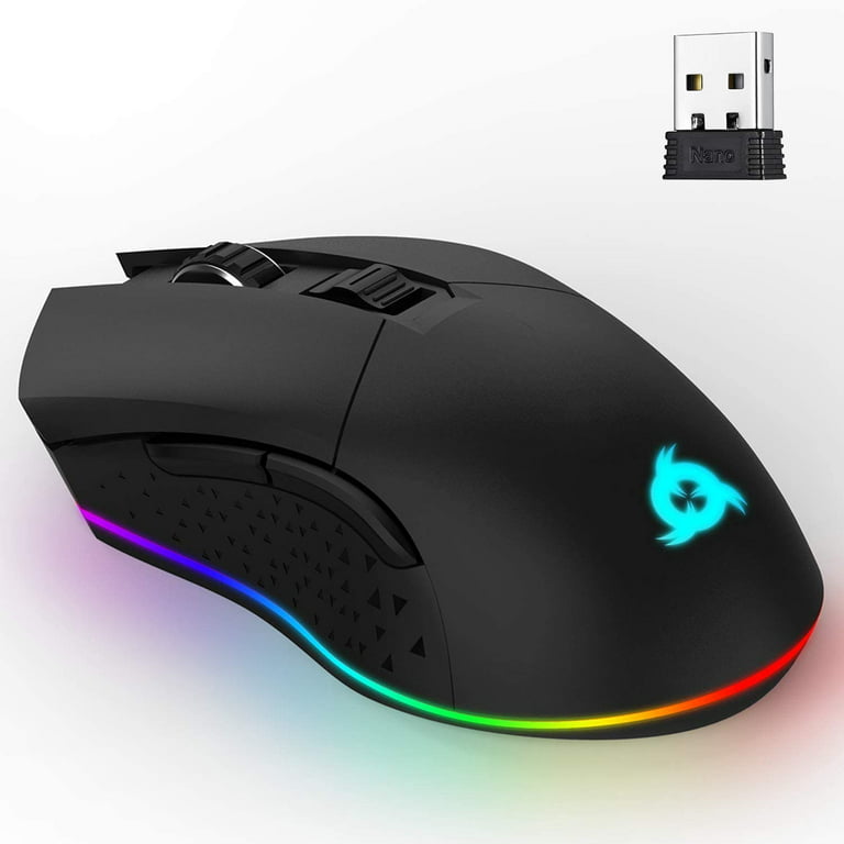 KLIM Blaze Pro Rechargeable Wireless Gaming Mouse with Charging Dock RGB -  New 2023 - High-Precision Sensor and Long-Lasting Battery - Up to 6000 DPI