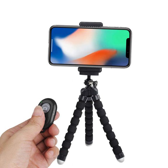 KLIOMAX Phone Tripod, Flexible Tripod for iPhone and Android, Portable Small Tripod with Wireless Remote and Clip for Video Recording/Vlogging/Selfie Black