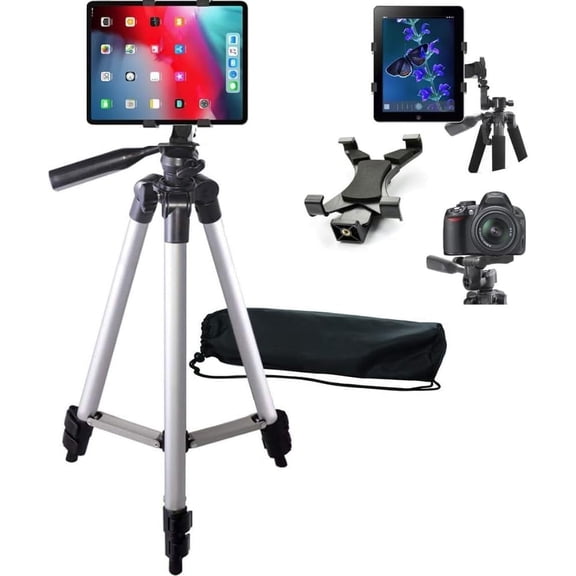 KLIOMAX Universal Tablet Tripod Mount and Universal Smartphone Mount Holder for All Smartphones and Tablets (50" Tripod + Tablet Holder)