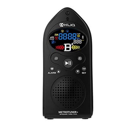 KLIQ MetroTuner - Metronome Tuner for All Instruments - with Chromatic Tuning Mode - Clock/Alarm - USB Rechargeable, Black
