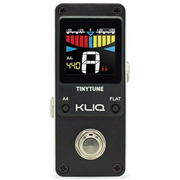 KLIQ TinyTune Tuner Pedal for Guitar and Bass - Mini - Chromatic - with Pitch Calibration and Flat Tuning (Power Supply Required)