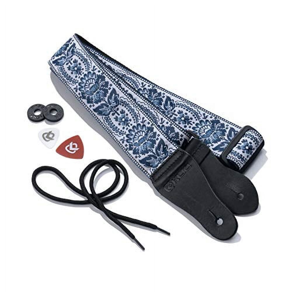 KLIQ Vintage Woven Guitar Strap for Acoustic & Electric Guitars + 2