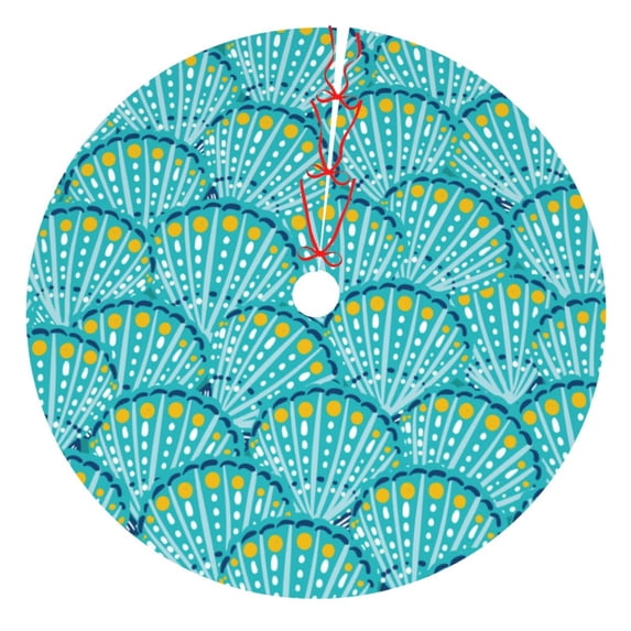 KLL 30" Christmas Tree Skirt Beautiful Seashells Xmas Tree Skirts Mat for New Year Xmas Holiday Party Indoor Outdoor Home Decoration