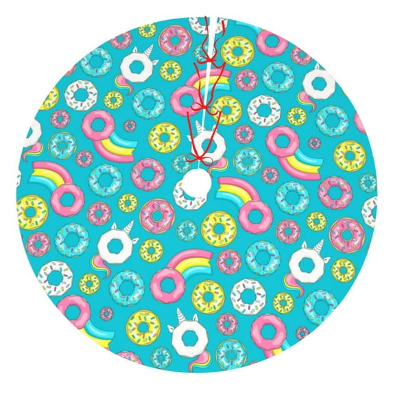 KLL 30" Christmas Tree Skirt Donut Xmas Tree Skirts Mat for New Year Xmas Holiday Party Indoor Outdoor Home Decoration