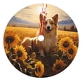thumbnail image 1 of KLL 30" Christmas Tree Skirt Pastoral Sunflower Corgi Xmas Tree Skirts Mat for New Year Xmas Holiday Party Indoor Outdoor Home Decoration, 1 of 5