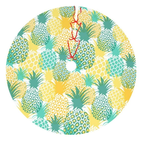 KLL 30" Christmas Tree Skirt Pineapples1 Xmas Tree Skirts Mat for New Year Xmas Holiday Party Indoor Outdoor Home Decoration
