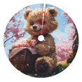 thumbnail image 1 of KLL 30" Christmas Tree Skirt Romantic Floral Bear Xmas Tree Skirts Mat for New Year Xmas Holiday Party Indoor Outdoor Home Decoration, 1 of 5