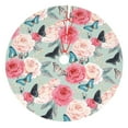 thumbnail image 1 of KLL 30" Christmas Tree Skirt Roses and Butterflies Xmas Tree Skirts Mat for New Year Xmas Holiday Party Indoor Outdoor Home Decoration, 1 of 5