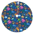 thumbnail image 1 of KLL 30" Christmas Tree Skirt Sea Fish Xmas Tree Skirts Mat for New Year Xmas Holiday Party Indoor Outdoor Home Decoration, 1 of 5