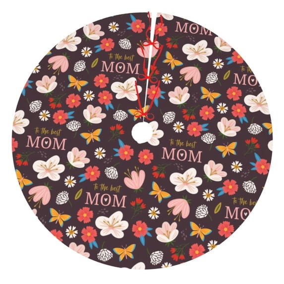 KLL 30" Christmas Tree Skirt To The Best Mom Xmas Tree Skirts Mat for New Year Xmas Holiday Party Indoor Outdoor Home Decoration