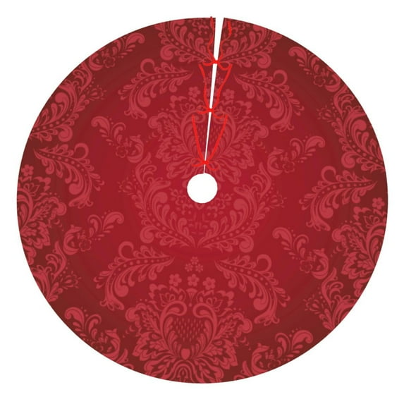 KLL 30" Christmas Tree Skirt Vintage Burgundy Xmas Tree Skirts Mat for New Year Xmas Holiday Party Indoor Outdoor Home Decoration