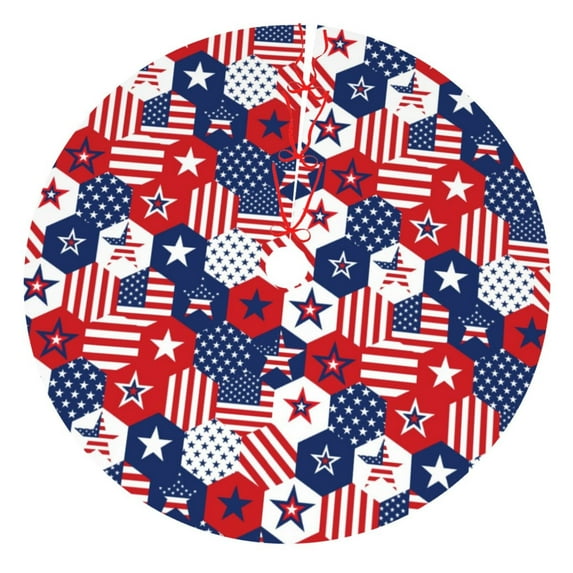 KLL 36" Christmas Tree Skirt American Stars2 Xmas Tree Skirts Mat for New Year Xmas Holiday Party Indoor Outdoor Home Decoration