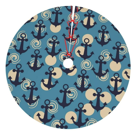 KLL 36" Christmas Tree Skirt Anchors Xmas Tree Skirts Mat for New Year Xmas Holiday Party Indoor Outdoor Home Decoration