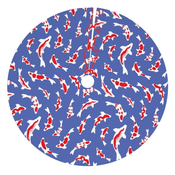KLL 36" Christmas Tree Skirt Beautiful Koi Fish Xmas Tree Skirts Mat for New Year Xmas Holiday Party Indoor Outdoor Home Decoration