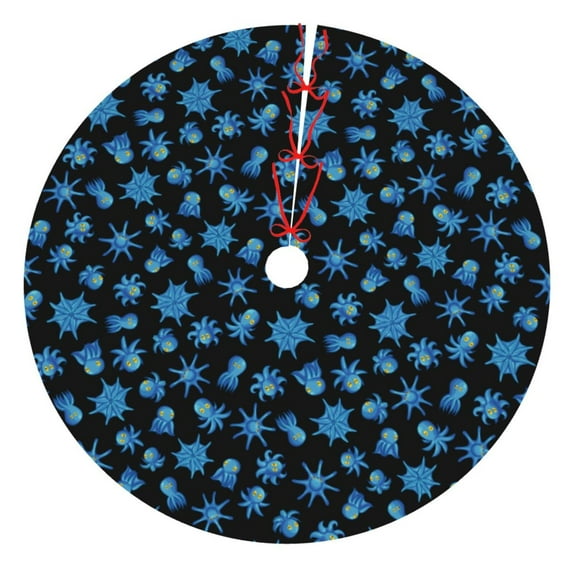 KLL 36" Christmas Tree Skirt Blue Octopus Xmas Tree Skirts Mat for New Year Xmas Holiday Party Indoor Outdoor Home Decoration