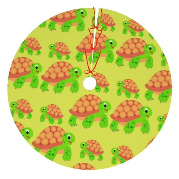 KLL 36" Christmas Tree Skirt Cartoon Turtles 1 Xmas Tree Skirts Mat for New Year Xmas Holiday Party Indoor Outdoor Home Decoration
